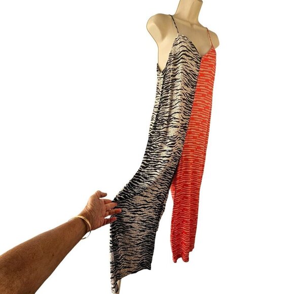 CoreyLynn Calter Anthropologie Jumpsuit Women XS Zebra Red Colorblock Adj Straps - Picture 2 of 10